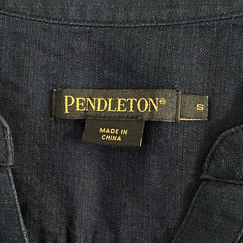 Pendleton Navy Utility Blouse S Cotton Quiet Luxury Popover Heritage Preppy - Picture 7 of 8